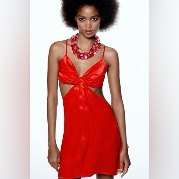 Zara satin knot dress - Picture 2 of 5